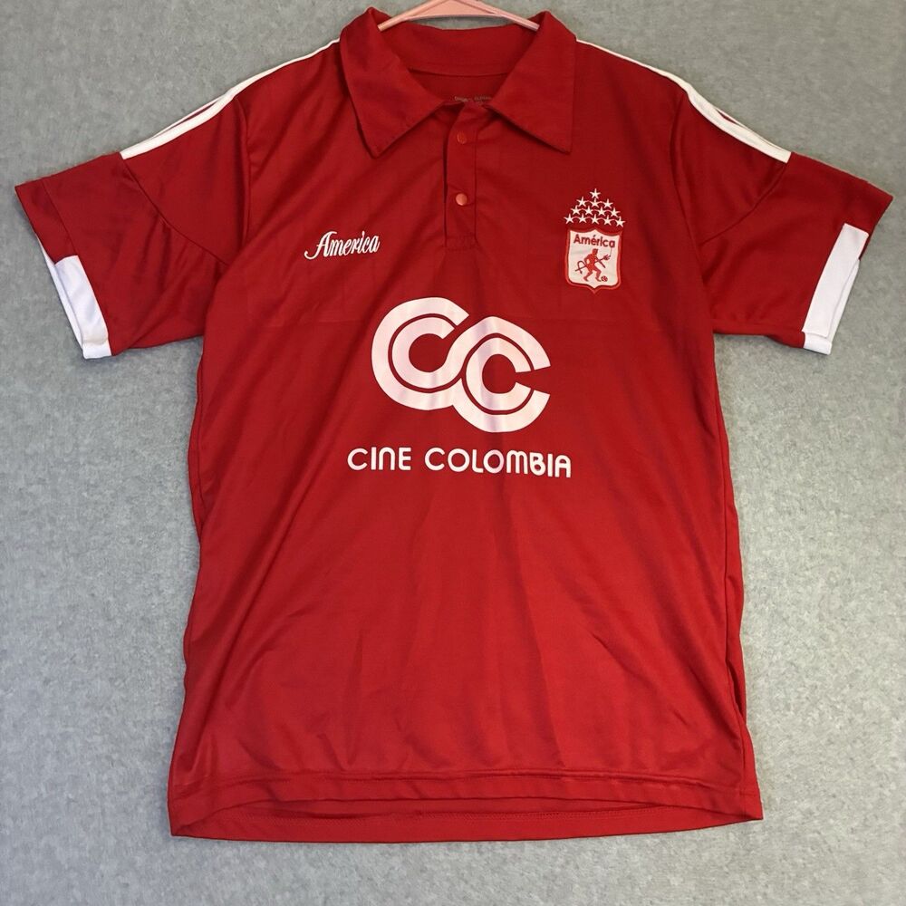 Club America Colombia Soccer Jersey Men’s Medium Red #12 Cine Colombia Polo